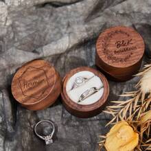 1 pieza Caja de madera personalizada para anillo de boda, caja de anillo de compromiso, caja expositora de joyería, caja de regalo de boda y cumpleaños