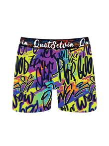 Random 10-Pack Vibrant Graffiti Style Men's Long Boxer Briefs