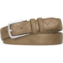 Multicolored Leather Waist Belt With Pin Buckle For Jeans - Texture Khaki - View 2