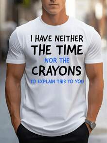 NO TENGO NI EL TIEMPO NI LOS CRAYONES para explicarte esto Camiseta de Hombre Cómoda Cuello Redondo Casual Algodón Mangas Cortas Suave Transpirable Top Ropa de Hombre Camiseta Verano Primavera Ropa de Calle Tela de Algodón Impresión de Letras a la Moda - Blanco - Ver 10