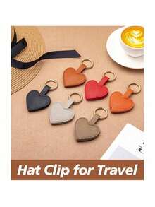 Cute Leather Hat Clip For Travel, Heart & Bow Design Bag Accessory To Hold Hats, Towels, Masks, Glasses, Outdoor Essential Gift For Women (8 Colors)