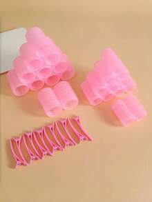 18pcs/Set Women Perm Hair Curlers, Including Self-Adhesive Perm Rods And Painless Clips - Suitable For Ladies And Girls, Get Salon-Level Volume At Home, Suitable For Volumizing Roots, Creating Soft Waves Or Daily Styling, Reusable, Sturdy And Indispensable For Daily Use, Time And Effort Saving, Hair Styling Kit, Hair Tool Kit, School Stuff, Curly Hair Tools, Hair Accessories ,Hair Styling Tools