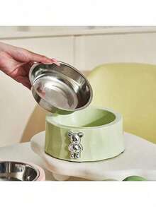 Small Pet Feeders - Green Inner Bowl - View 4