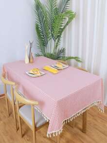 1/20 piezas Mantel a cuadros suave y absorbente con bordes con flecos, reutilizable para picnic, fiesta, sala de estar, comedor, decoración del hogar