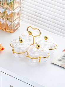 1pc Heart-Shaped Compartment Snack Plate, Dessert Dish, Fruit Tray For Living Room Coffee Table, Modern Candy Dish, Nut Dish, Fruit Plate, Dry Fruit Storage Box - Multicolor - View 10