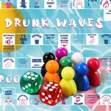 DRUNK WAVES POOLSIDE POURS- Game Night Drinking Party Game – 8 Fun Accessories + 2 Dice For Lively Interaction Ideal For 2-8 Players – Perfect For Bachelor Bashes, Bridal Celebrations & Graduation Gatherings