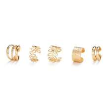 5pcs Gold Bride Clip-On Earrings, Casual Fashion Versatile Accessories Valentine's Day Accessories - Gold - View 3