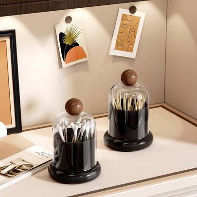 Nordic Ins Style Ceramic Toothpick Holder, Cotton Swab Box, Household Toothpick Container, Dental Floss Box, Cotton Swab Holder, Desktop Storage Box, Creative Toothpick Bucket