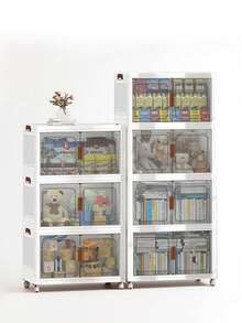 1/2/3/4/5layers Covered Plastic Storage Boxes, Closet Storage Boxes And Cabinets, Stackable Storage Drawers With Wheels, Foldable Clothing Storage Cube Racks, Home, Office And Dormitory Storage And Storage - trắng - Xem 11