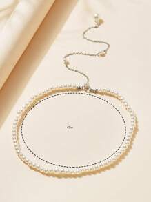 1PC Sexy Faux Pearl Silver Tassel Back Chain Is For Women, The Elegant Faux Pearl Y-Shaped Long Necklace Is For Women, The Fashionable And Pure White Wedding Party Jewelry Is For Women, The Back Chain Suitable For Women To Wear With Evening Gowns And Skirts, And For Women To Wear At Parties