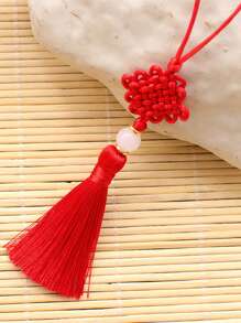 1 Pc Of Retro Chinese Style Tassel Pendant Bag Decoration Accessory Wearing Jade Bead Tassel Multifunctional USB Bookmark Car Pendant Suitable For Daily Use Fall