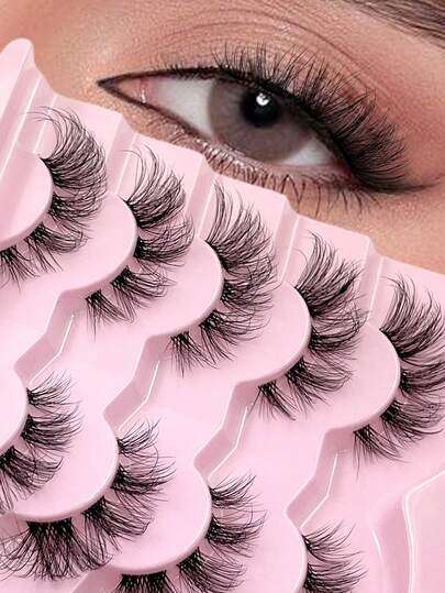 5 pares de pestañas postizas cortas y esponjosas 3D de aspecto natural y transparente ENCHUW