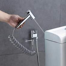 【马桶喷枪】一套马桶喷枪配件，二合一出水角阀 | 手持式冲洗器，3米伸缩软管，壁挂式马桶清洁剂增压清洗器，提升个人卫生，镀铬表面，浴室卫生用品，浴室配件，浴室工具 - 彩色 - 查看 3