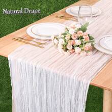 1 Stück mintgrüner Käsetuch Tischläufer, ca. 300 cm lang, Boho Gaze Tischdecke für Frühling, Esszimmerdekoration, Hochzeit, Babyparty, Teegesellschaft