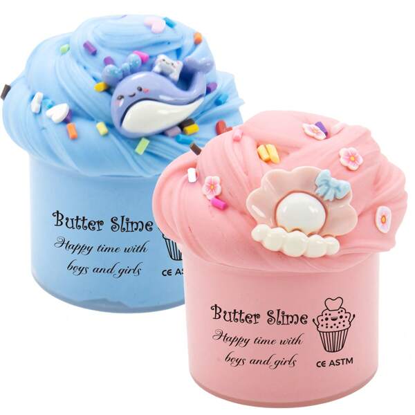 70ML Cute DIY Scented Butter Slime Kit, Super Stretchy Non-Sticky Slime Putty For Kids, Birthday Gifts Christmas Party Favors For Girls Boys, Fun Sensory Toys