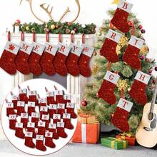 1pc Sequin Personalized Initials Christmas Stockings, Christmas Gift Bag, Fireplace Christmas Tree Hanging Socks, Festive Party Decorations, No Electricity Needed, Christmas Alphabet Letter Socks, Christmas Tree Ornament, Christmas Home Decor Room Party Decoration, Best For Christmas Decorations