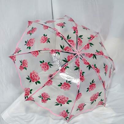1把新款波浪边复古透明伞 - 三折透明雨伞 - PVC材质，适合旅行摄影，公主伞，多种颜色可选，男孩情人节爱心情人节夏季降温，海滩，旅行，春夏精选，伴娘礼物，房间，卧室装饰，海滩，旅行，男女通用，度假