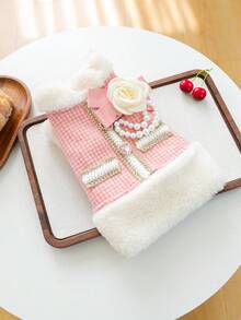 1pc Pet Clothes, Cute Dog/Cat Apparel For Small Dogs, Warm & Comfortable Autumn/Winter Vest With Heart Pattern - Pink - View 7