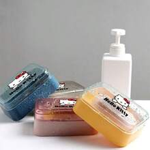 Sanrio 1pc Sanrio Hello Kitty Cartoon Soap Dish With Lid – Cute Home & Bathroom Decor For Fall And Back-To-School Season