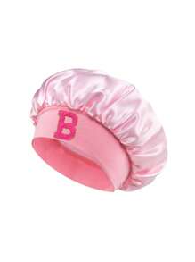 1pc Toddler/Kids 26 Letters Smooth Satin Sleep Cap, Fashionable & Comfortable, Breathable Anti-Slip, Daily Hair Care Hat - Pink - View 7