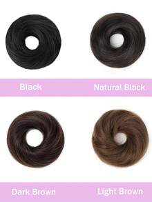 Real Hair Bun Hair Pieces Human Hair Messy Bun Updo Scrunchies With Elastic Rubber Band Elegant Chignons Donot Ponytail Scrunchy Topknot Hairpiece For Women - Multicolor - View 5