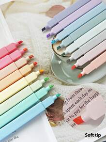 Funfull 10/16/20 szt. pastelowych, estetycznych i ziemistych zakreślaczy w stylu vintage, miękka, ścięta końcówka, zakreślacz do Biblii, nie prześwitujący, różne kolory, artykuły szkolne i biurowe do dziennika