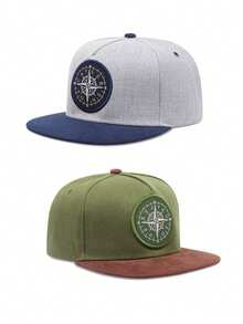 1顶男女通用平沿帽，带指南针刺绣，街舞嘻哈棒球帽 - 指南針 - 查看 4