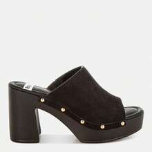 Masaki Soft Suede Leather Wooden Clogs - Black - View 1