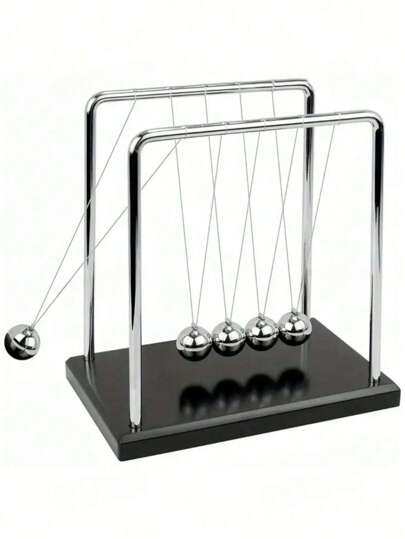 1个牛顿摆平衡球 - 办公桌装饰、物理演示装饰、休闲桌面配件、桌面摆件，非电动塑料结构，无需电池。圣诞节塑料减压牛顿摆悬浮球玩具，办公室装饰创意礼物。（特别提示：拆箱时，请注意连接线缠绕，否则可能导致产品无法正常工作。）