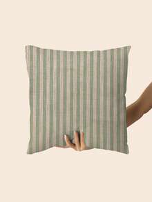 1pc Simple Green Striped Pattern Printed Throw Pillow Cover - Decorative Cushion Cover With Zipper, Machine Washable, Suitable For Indoor/Outdoor Decor, Living Room, Bedroom, Party, Sofa Pillow, Available In Multiple Sizes, Single-Sided Printing - Green - View 3