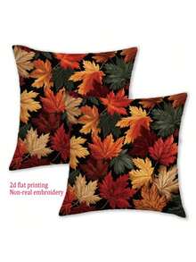 1/2/4 Stücke Herbst Ahorn Muster Kissenbezüge, 17.7in X 17.7in - Lebendiges Herbstlaub Design, Polyester Reißverschluss Kissenhüllen für Sofa & Wohnzimmer Dekoration, Outdoor Gebrauch, Outdoor Dekoration | Lebendiges Laub Design | Reißverschluss Kissenhülle, Dekorative Kissen - Braun - Übersicht 1