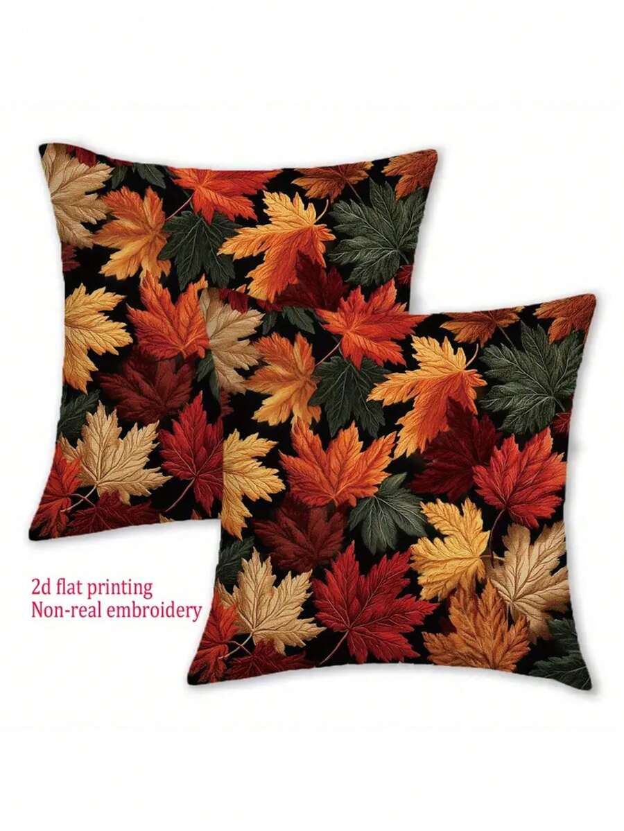 1/2/4 Stücke Herbst Ahorn Muster Kissenbezüge, 17.7in X 17.7in - Lebendiges Herbstlaub Design, Polyester Reißverschluss Kissenhüllen für Sofa & Wohnzimmer Dekoration, Outdoor Gebrauch, Outdoor Dekoration | Lebendiges Laub Design | Reißverschluss Kissenhülle, Dekorative Kissen - Braun - Übersicht 1