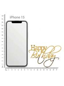 1/3pcs Happy Birthday Cake Topper, Acrylic Gold Material Cake Side Decor For Birthday Party, DIY Baking Cake Tool