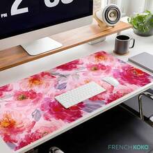 French KOKO Desk, Large Desk Pad Large Mouse Pad Cute Desk Accessories Home Office Essentials XL Desk Desk Pad Keyboard Mouse Desk Pads On Top Of Desks Computer Pink Floral Women Girls - Call Me Pretty - 查看 3