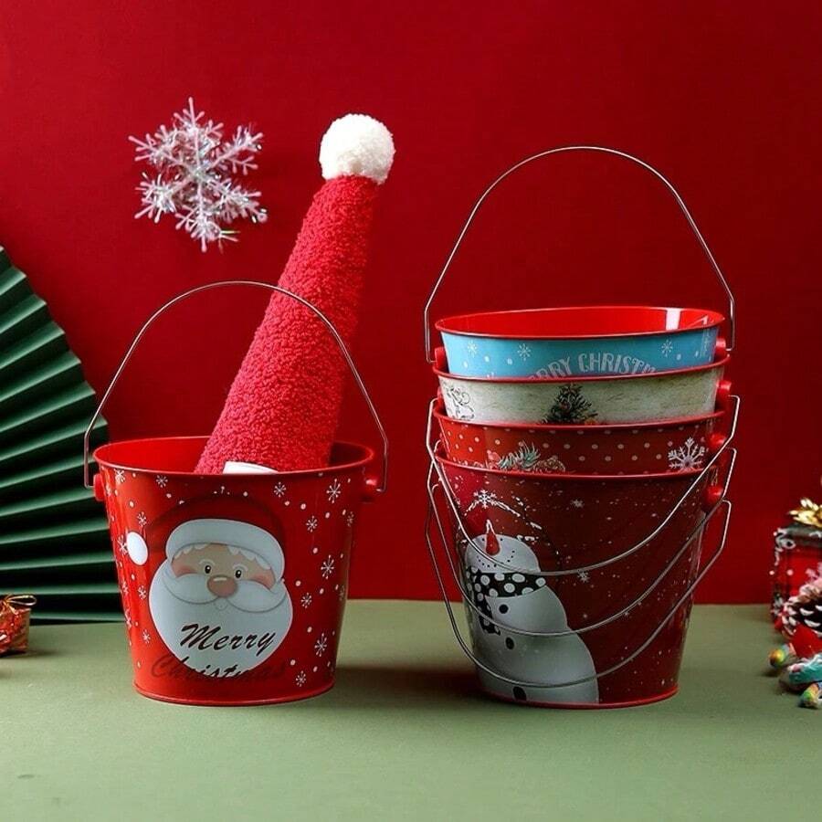圣诞元素桶/圣诞派对，圣诞快乐-礼物收纳桶-圣诞节 - 彩色 - 查看 1