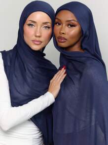 2 Pieces Set: Solid Color Jersey Hijab & Bamboo Underscarf Caps, Soft, Skin-Friendly, Breathable Fabric, 1 Simplistic Bamboo Base Hijab Cap + 1 Lightweight Hijab Tube For Conservative Daily Use For Dress
