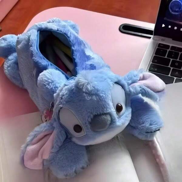 Disney [Bolsa de almacenamiento con estilo] 1 pieza Bolsa de almacenamiento con tema de puntada | Elegante, portátil, de gran capacidad - Ideal para estudiantes y suministros de oficina, organizador de lápices, accesorio lúdico, cierre de cremallera resistente