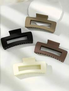 4件套简约百搭方形发夹套装，柔和色调，大号 - 适合女性和女孩，适用于工作场合、休闲咖啡时间或外出。抓力强，易于使用，是追求轻松打造时尚发型人士的必备单品。 - 彩色 - 查看 2