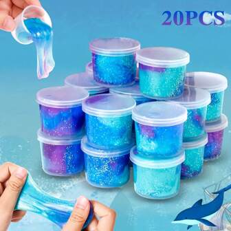 Paquete de 20 Favores de Fiesta de Slime de Cristal - Slime no adherente y ultra suave en recipientes de PP, perfecto para regalos de cumpleaños, rellenos de canastas de Pascua, recompensas en el aula, fiestas con tema de unicornio, rellenos de calcetines de Halloween y Navidad