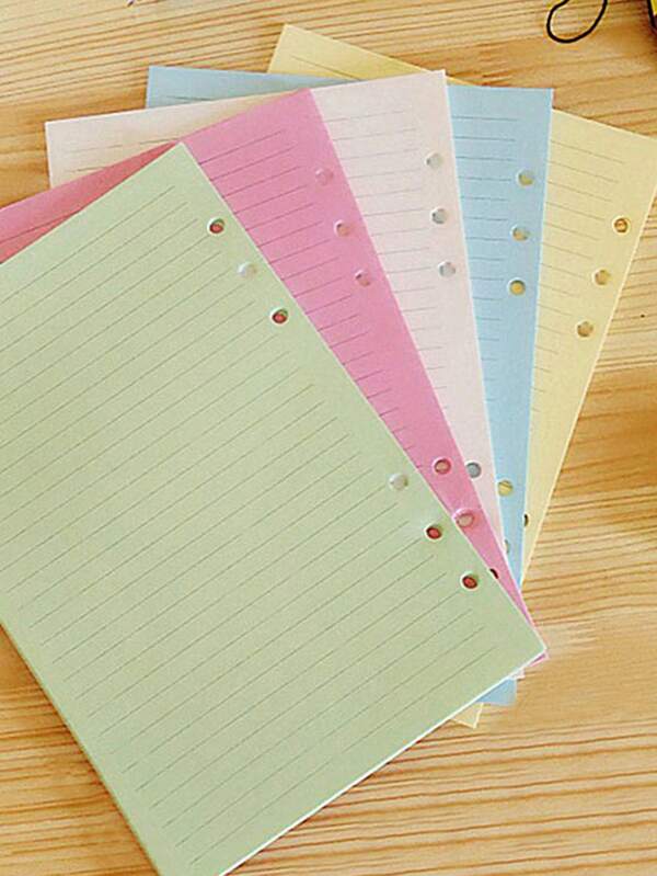A5/A6 farbige 6-Loch linierte nachfüllbare loseblattartige Papiere, 50 Blatt pro Set, 5-farbige Ersatzseiten für Notizbuch-Einlagen und Planer-Tagebücher, kompatibel mit Notizbuch-Einlagen/Planer-Tagebüchern