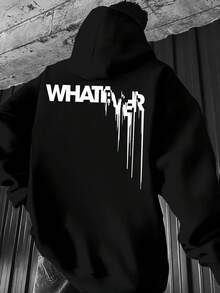 Men's Hoodie With Kangaroo Pocket And Adjustable Drawstring. IXWO - 黑色 - 查看 1