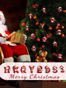 1pc Christmas 26 Alphabet Hanging Decorations - 2D Acrylic Alphabet Tree Hanging Christmas Decorations For Home & Office,Perfect For Holiday Parties & Gifts,Christmas Decrations(Please Remove The Film And Use It,Rope Color Random.)