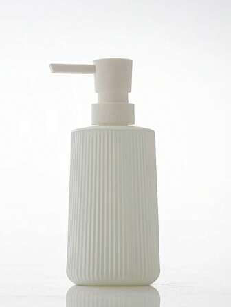 1 件条纹米色皂液器，现代塑料圆形，适用于浴室洗手液和厨房洗碗皂，液体可再填充瓶