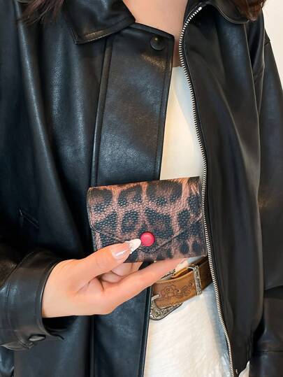 Women's PU Leopard Print Accordion Card Case - Multiple Slots Spacious & Stylish Portable Birthday Gift For Women Office & Travel Essential Versatile Card Holder With Coin Pocket Wallet Mini Wallet Purse Wallet Cheetah Print Card Wallet