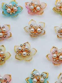 20/50/100 piezas Flor de 5 pétalos con borde dorado de 25mm para decoración DIY, adecuado para joyería, zapatos, ropa, bolsos, regalos