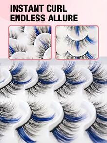 10 Pares de Cílios Postiços Azuis de Falso Vison Macio em Formato de Olho de Gato, Alongam o Comprimento dos Cílios e Alargam os Olhos, Adequados para Festivais, Férias, Encontros e Outras Ocasiões, Cílios em Tiras, Cílios, Cílios Postiços, Cílios Falsos