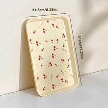 1/2/4Pcs Multifunctional Cherry Pattern Rectangular Plastic Serving Tray, Stackable Serving Plate For Food Snack Dessert Fruit, Food Plate Food Tray Tea Plate, Suitable For Student Adult Use In Home, Kitchen, Party, Rrestaurant - Multicolor - View 12