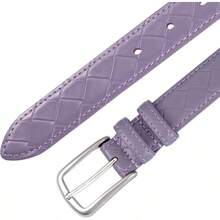 Multicolored Leather Waist Belt With Pin Buckle For Jeans - Texture Purple - View 8