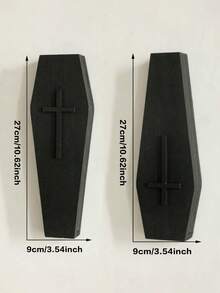 1 pieza/2 piezas Jarrón con forma de ataúd, diseño de cruz, se puede montar en la pared o colocar en el escritorio, creando una atmósfera espeluznante, jarrón de estilo gótico, adecuado para casa embrujada, chimenea, entrada o estantería, jarrón negro montado en la pared, jarrón de cruz de madera gótico - Negro - Ver 15