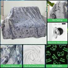 男孩游戏毯礼物，游戏控制器柔软盖毯，适合 3-14 岁儿童幼儿青少年生日，男孩游戏室装饰毯 50 英寸 X 60 英寸 - 灰色遊戲手柄 - 查看 5